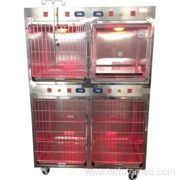 Stainless Steel Veterinary Therapy Oxygen Infrared Warm Heated Cage with IV Pole